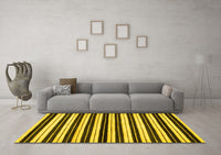 Machine Washable Abstract Yellow Modern Rug, wshabs207yw