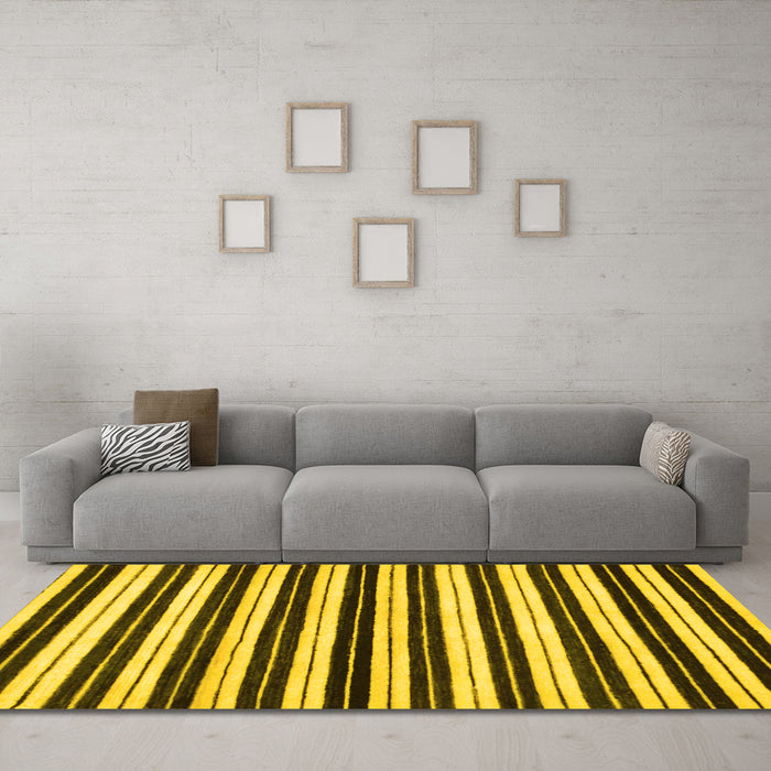 Machine Washable Abstract Yellow Modern Rug in a Living Room, wshabs207yw