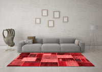 Machine Washable Patchwork Red Transitional Rug, wshabs2080red