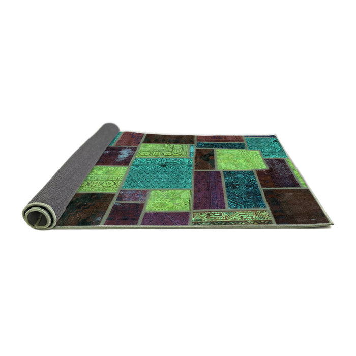 Sideview of Patchwork Turquoise Transitional Rug, abs2080turq