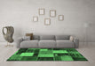 Machine Washable Patchwork Emerald Green Transitional Area Rugs in a Living Room,, wshabs2080emgrn