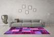 Machine Washable Patchwork Purple Transitional Area Rugs in a Living Room, wshabs2080pur