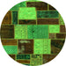 Round Patchwork Green Transitional Rug, abs2080grn