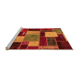 Sideview of Machine Washable Patchwork Orange Transitional Area Rugs, wshabs2080org