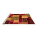 Sideview of Machine Washable Patchwork Orange Transitional Area Rugs, wshabs2080org