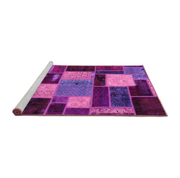 Sideview of Machine Washable Patchwork Purple Transitional Area Rugs, wshabs2080pur