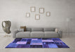 Machine Washable Patchwork Blue Transitional Rug in a Living Room, wshabs2080blu