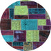 Round Patchwork Light Blue Transitional Rug, abs2080lblu