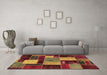 Machine Washable Patchwork Brown Transitional Rug in a Living Room,, wshabs2080brn