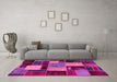 Machine Washable Patchwork Pink Transitional Rug in a Living Room, wshabs2080pnk