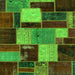 Square Patchwork Green Transitional Rug, abs2080grn