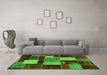 Machine Washable Patchwork Green Transitional Area Rugs in a Living Room,, wshabs2080grn