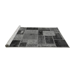 Sideview of Machine Washable Patchwork Gray Transitional Rug, wshabs2080gry