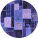 Round Patchwork Blue Transitional Rug, abs2080blu