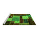 Sideview of Machine Washable Patchwork Green Transitional Area Rugs, wshabs2080grn