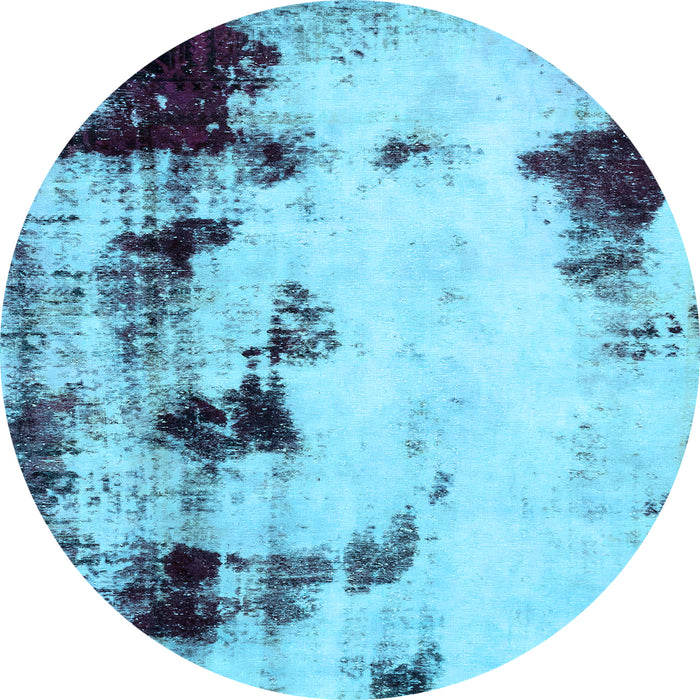 Round Abstract Light Blue Modern Rug, abs2081lblu