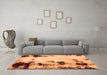 Machine Washable Abstract Orange Modern Area Rugs in a Living Room, wshabs2081org