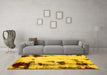 Machine Washable Abstract Yellow Modern Rug in a Living Room, wshabs2081yw