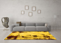 Machine Washable Abstract Yellow Modern Rug, wshabs2081yw