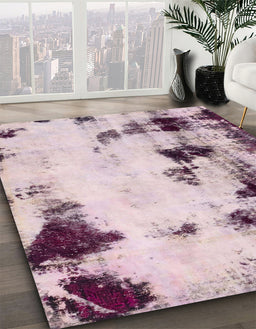 Machine Washable Abstract Mauve Taupe Purple Rug in a Family Room, wshabs2081