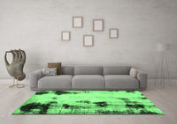 Machine Washable Abstract Emerald Green Modern Rug, wshabs2081emgrn