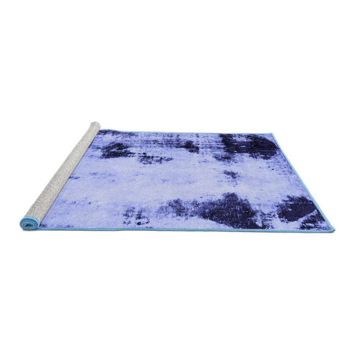 Sideview of Machine Washable Abstract Blue Modern Rug, wshabs2081blu