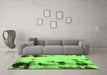 Machine Washable Abstract Green Modern Area Rugs in a Living Room,, wshabs2081grn