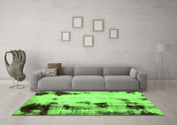 Machine Washable Abstract Green Modern Rug, wshabs2081grn