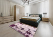 Abstract Mauve Taupe Purple Modern Rug in a Bedroom, abs2081