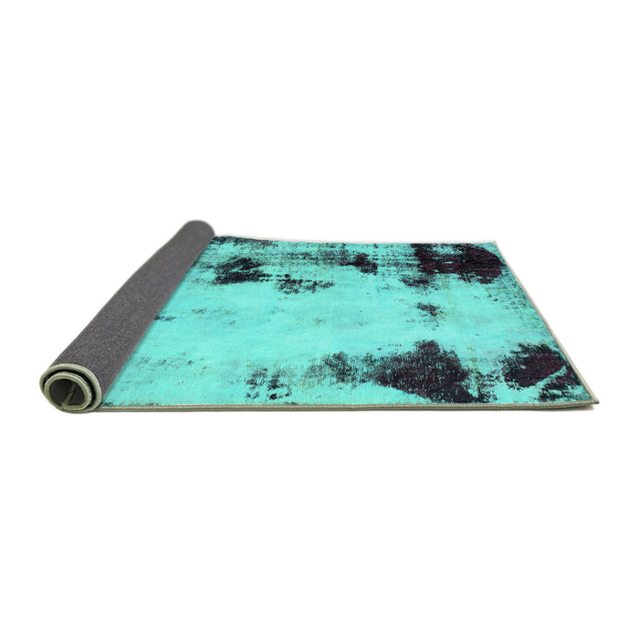Sideview of Abstract Turquoise Modern Rug, abs2081turq