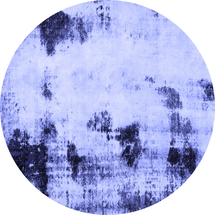 Round Abstract Blue Modern Rug, abs2081blu