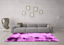 Machine Washable Abstract Pink Modern Rug in a Living Room, wshabs2081pnk