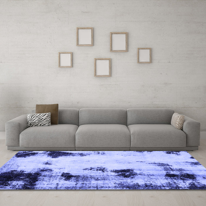 Machine Washable Abstract Blue Modern Rug in a Living Room, wshabs2081blu