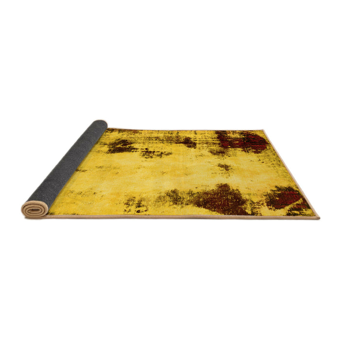 Sideview of Abstract Yellow Modern Rug, abs2081yw