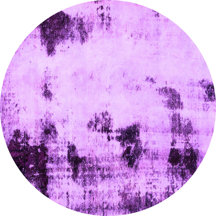 Round Abstract Purple Modern Rug, abs2081pur