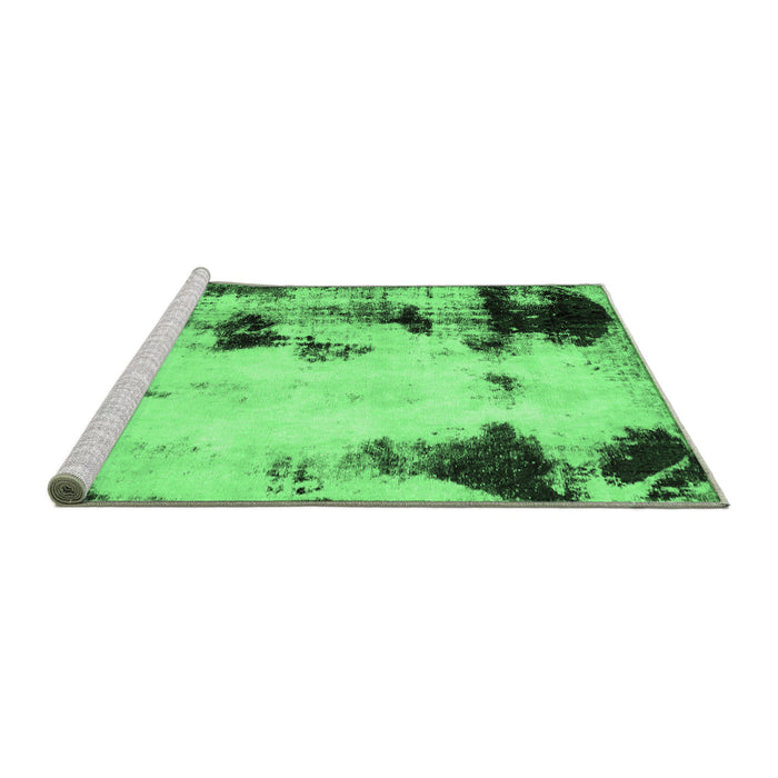 Sideview of Machine Washable Abstract Emerald Green Modern Area Rugs, wshabs2081emgrn
