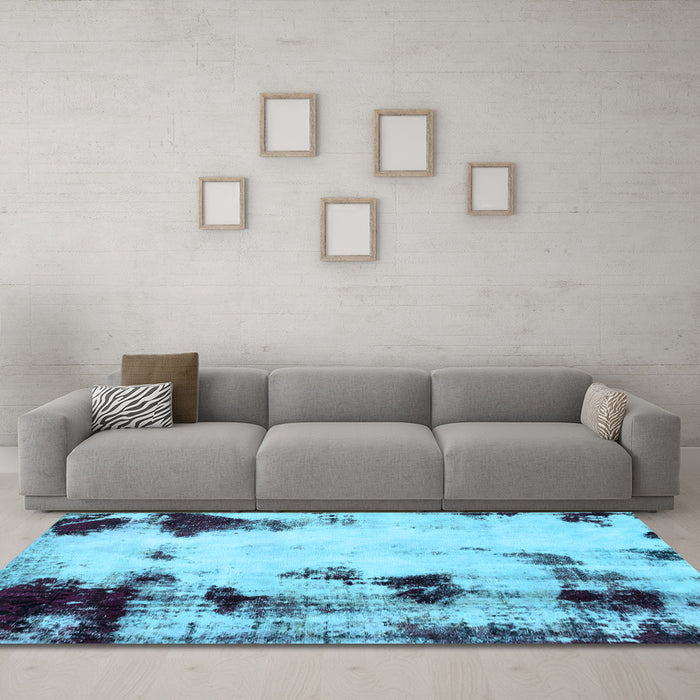 Machine Washable Abstract Light Blue Modern Rug in a Living Room, wshabs2081lblu