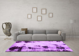 Machine Washable Abstract Purple Modern Area Rugs in a Living Room, wshabs2081pur