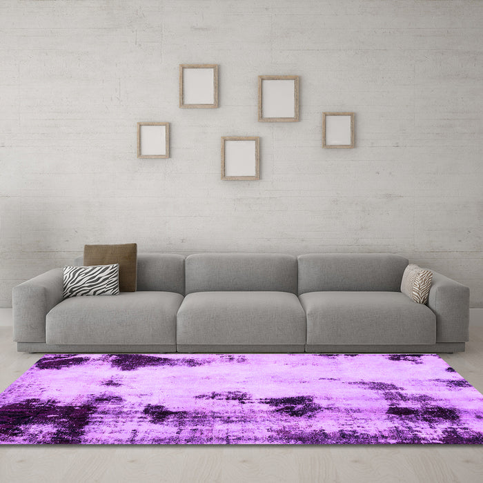 Machine Washable Abstract Purple Modern Area Rugs in a Living Room, wshabs2081pur