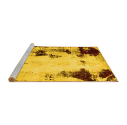 Sideview of Machine Washable Abstract Yellow Modern Rug, wshabs2081yw