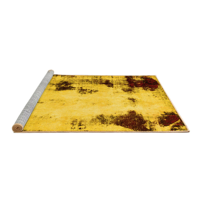 Sideview of Machine Washable Abstract Yellow Modern Rug, wshabs2081yw