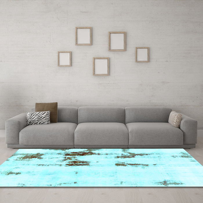 Machine Washable Abstract Light Blue Modern Rug in a Living Room, wshabs2082lblu