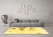 Machine Washable Abstract Yellow Modern Rug in a Living Room, wshabs2082yw