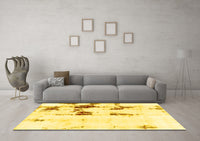 Machine Washable Abstract Yellow Modern Rug, wshabs2082yw