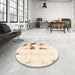 Round Abstract Brown Modern Rug in a Office, abs2082