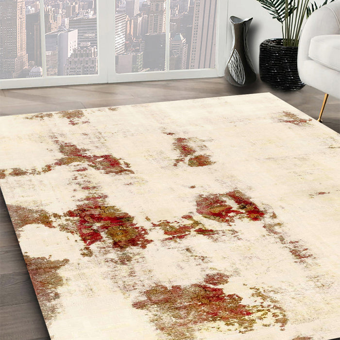 Machine Washable Abstract Brown Rug in a Family Room, wshabs2082