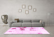 Machine Washable Abstract Pink Modern Rug in a Living Room, wshabs2082pnk