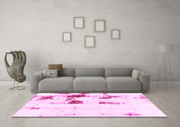 Machine Washable Abstract Pink Modern Rug, wshabs2082pnk