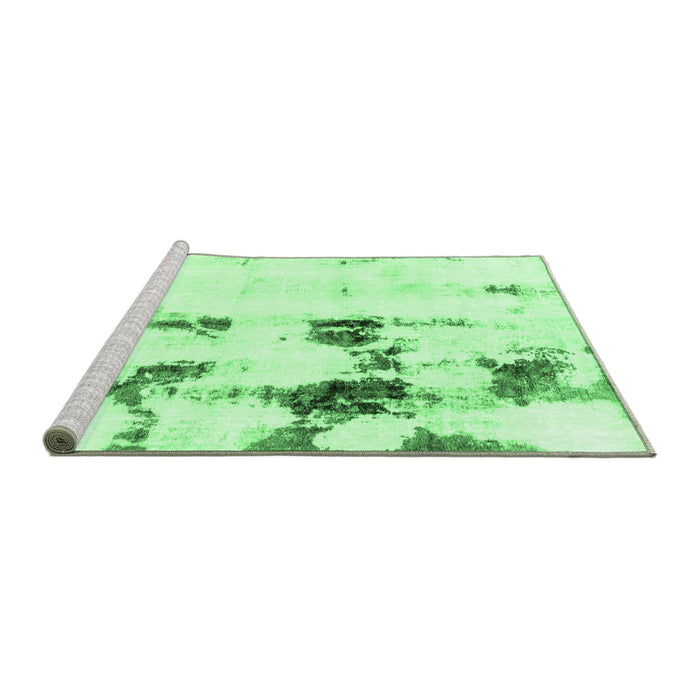 Sideview of Machine Washable Abstract Emerald Green Modern Area Rugs, wshabs2082emgrn
