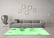 Machine Washable Abstract Emerald Green Modern Area Rugs in a Living Room,, wshabs2082emgrn